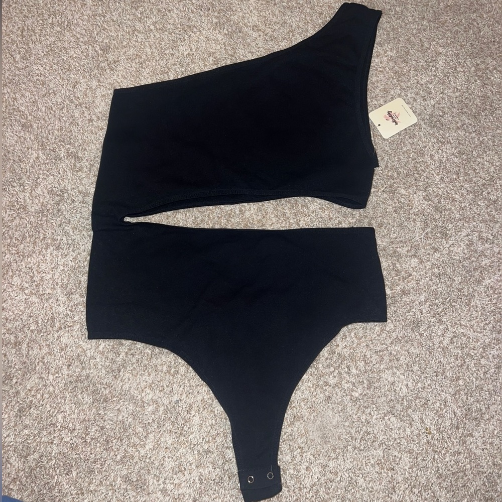 Free people cut out seamless bodysuit in black